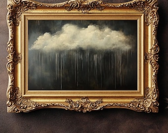 Vintage Stimmungsvolle Wolken Druck, Dark Academia Wandkunst