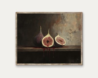 Vintage Figs Art Print, Moody Dark Academia Wall Decor
