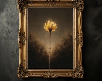 Moody Canola Flower Print, Dark Academia Wall Art