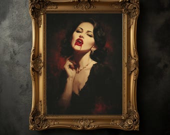 Woman Vampire Vintage Poster, Gothic Home Decor