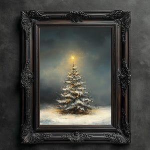 Moody Christmas Tree Print, Vintage Christmas Poster, Dark Academia Print, Pine Trees, Christmas Tree Print, Christmas Home Decor
