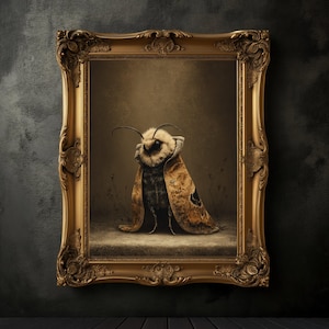 Moth in Velvet Cloak Print, Dark Academia Wall Art