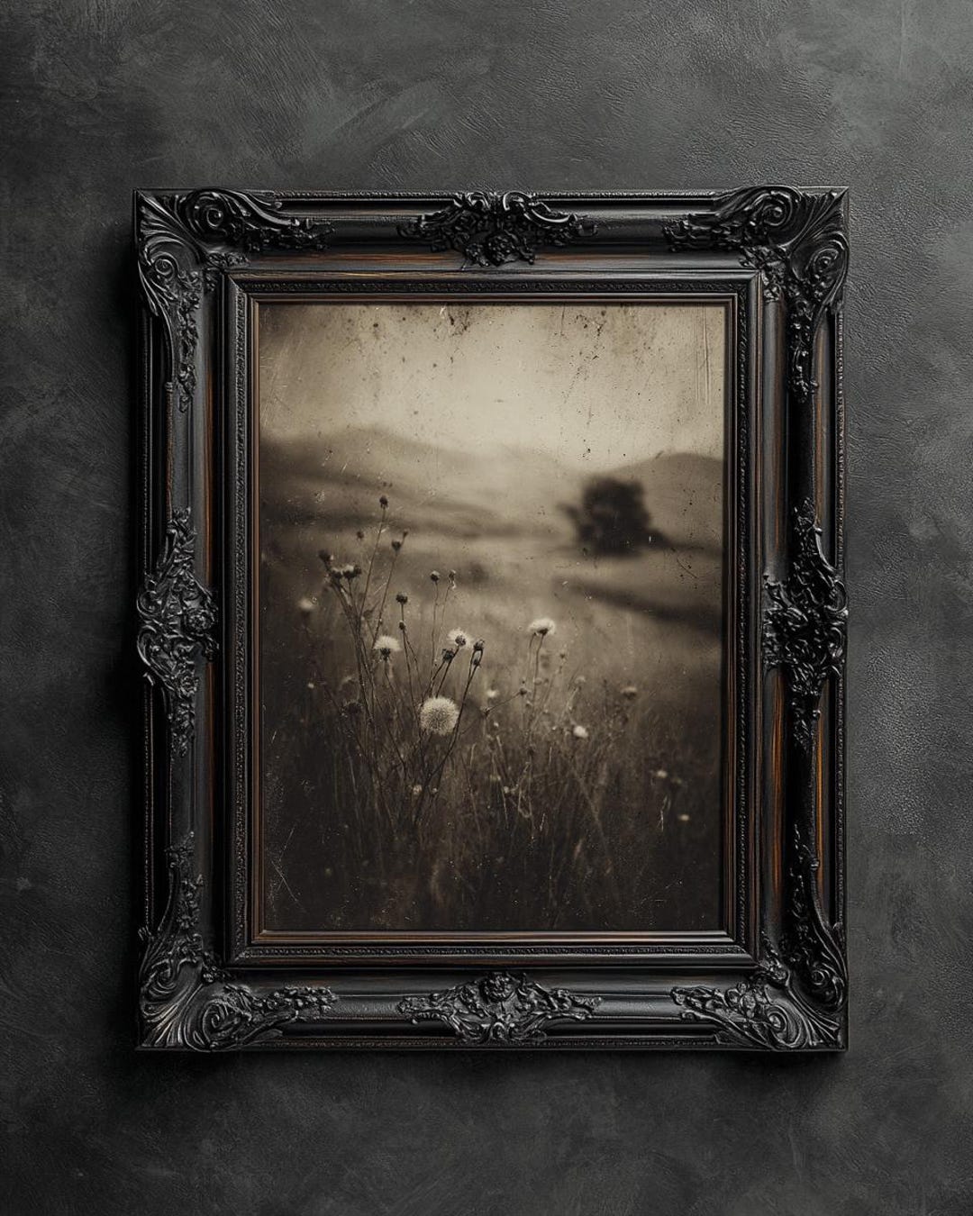 Moody Dandelion Field Print, Dark Academia Botanical Art - Etsy