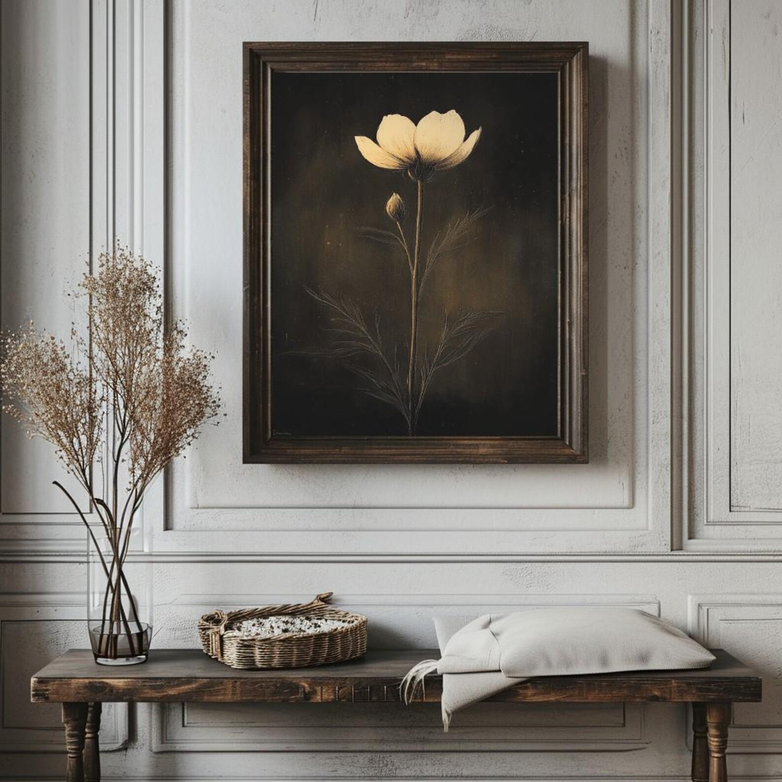 Moody Vintage Canola Flower Print, Dark Academia Wall Art - Etsy