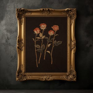 Moody Flowers Print, Vintage Botanical Poster, Dark Academia, Dark Aesthetics, Cottage-core Art, Gothic Romantic Wall Art, Dark Poster