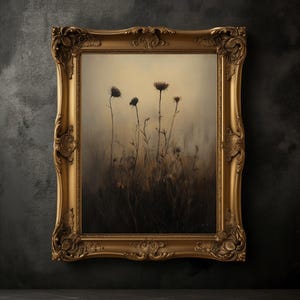 Moody Wildflowers Print, Vintage Floral Poster, Dark Academia Print, Dark Aesthetics, Floral Wall Art, Antique Oil Painting, Moody Botanical