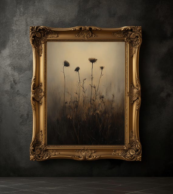 Moody Wildflowers Print, Dark Academia Antique Floral Art