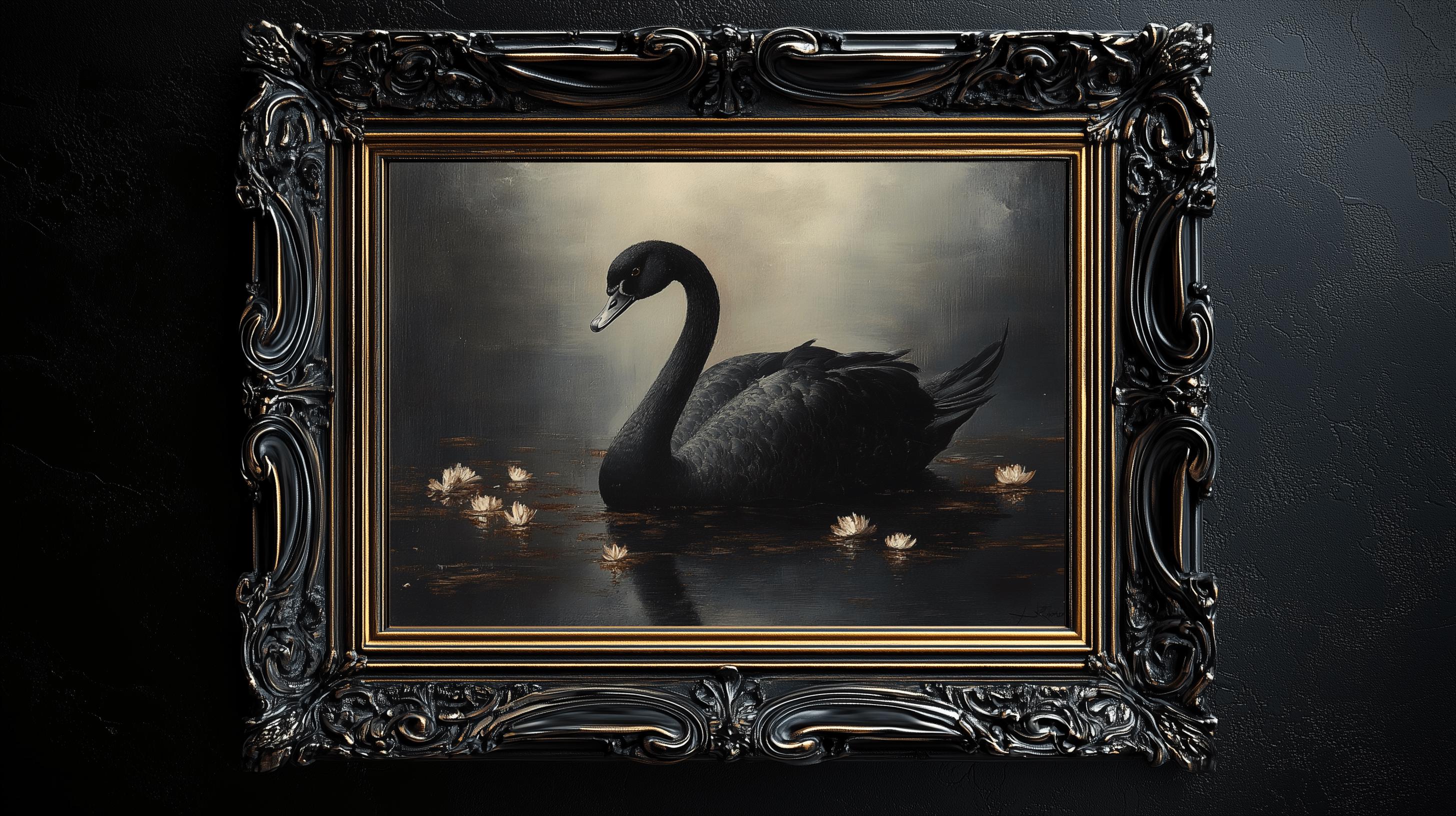 Black Swan Lake Print, Moody Vintage Dark Academia Wall Art - Etsy