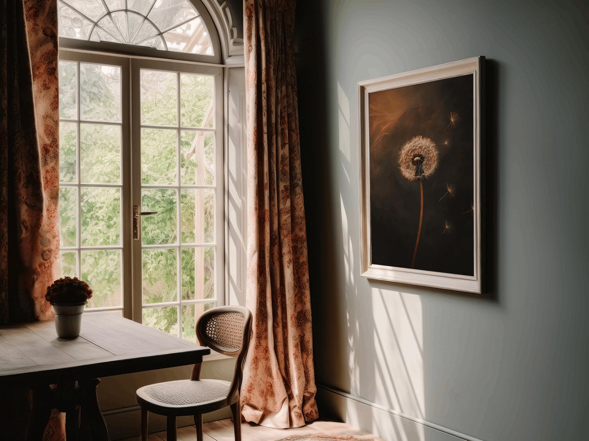 Moody Dandelion Print, Dark Academia Antique Floral Wall Art - Etsy