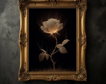 Vintage Rose Print, Dark Academia, Farmhouse Wall Art