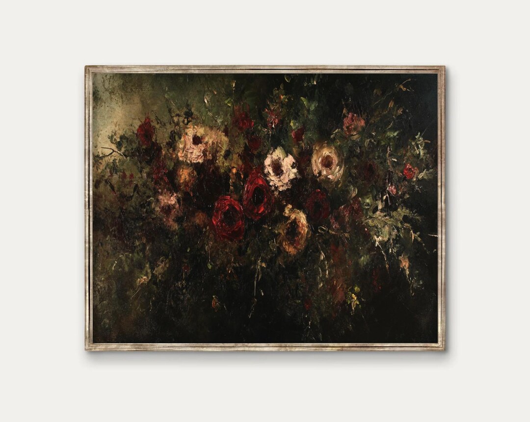Dark Academia Red Roses Bouquet Print, Vintage Floral Wall Art - Etsy