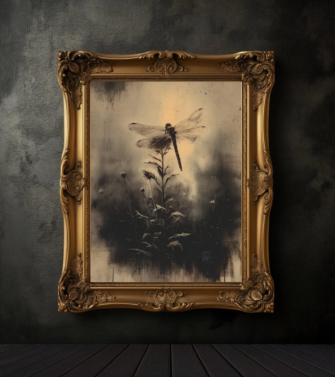 Vintage Dragonfly Art Print, Dark Academia Insect Poster - Etsy