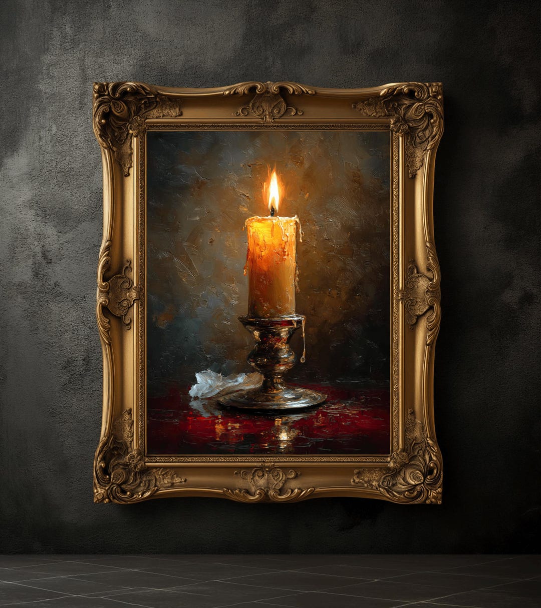 vintage-candle-print-dark-academia-oil-painting-moody-wall-art-etsy