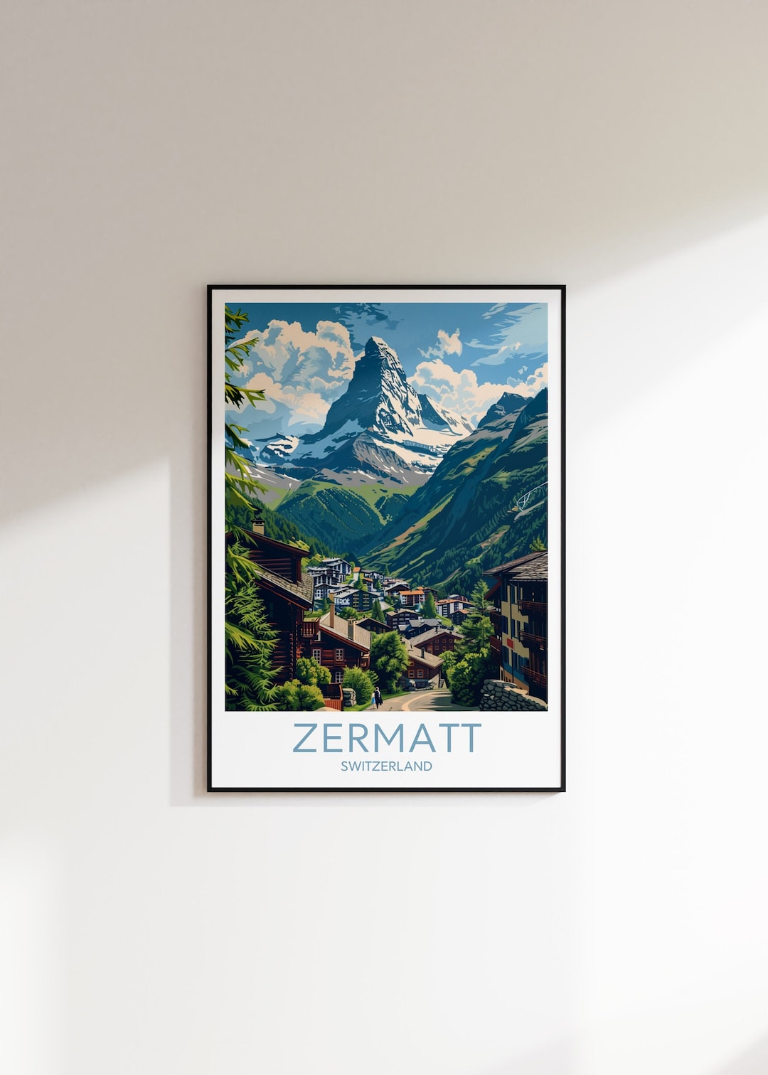 Zermatt, Switzerland Travel Poster, Matterhorn Wall Art, Zermatt Print