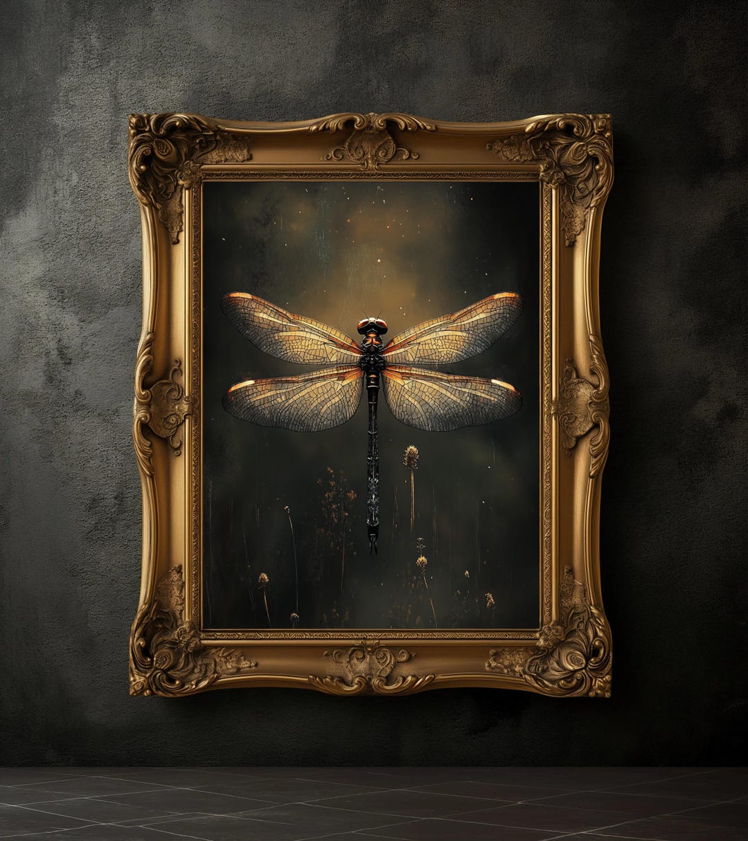 Moody Dragonfly Print, Vintage Insect Art, Dark Academia Decor - Etsy