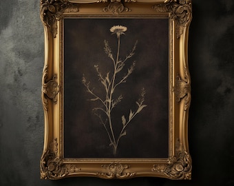 Moody Canola Flower Print, Dark Academia Vintage Wall Art