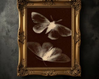 Vintage Butterfly Poster, Moody Dark Academia Art