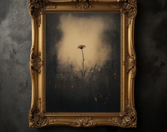 Moody Canola Flower Print, Dark Academia Vintage Floral Art