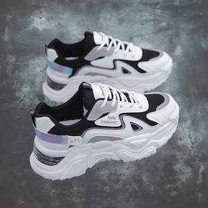  Zapatos deportivos gruesos de plataforma para mujer, cómodos  con cordones, suela gruesa, piel sintética, zapatos casuales para caminar,  Blanco : Ropa, Zapatos y Joyería
