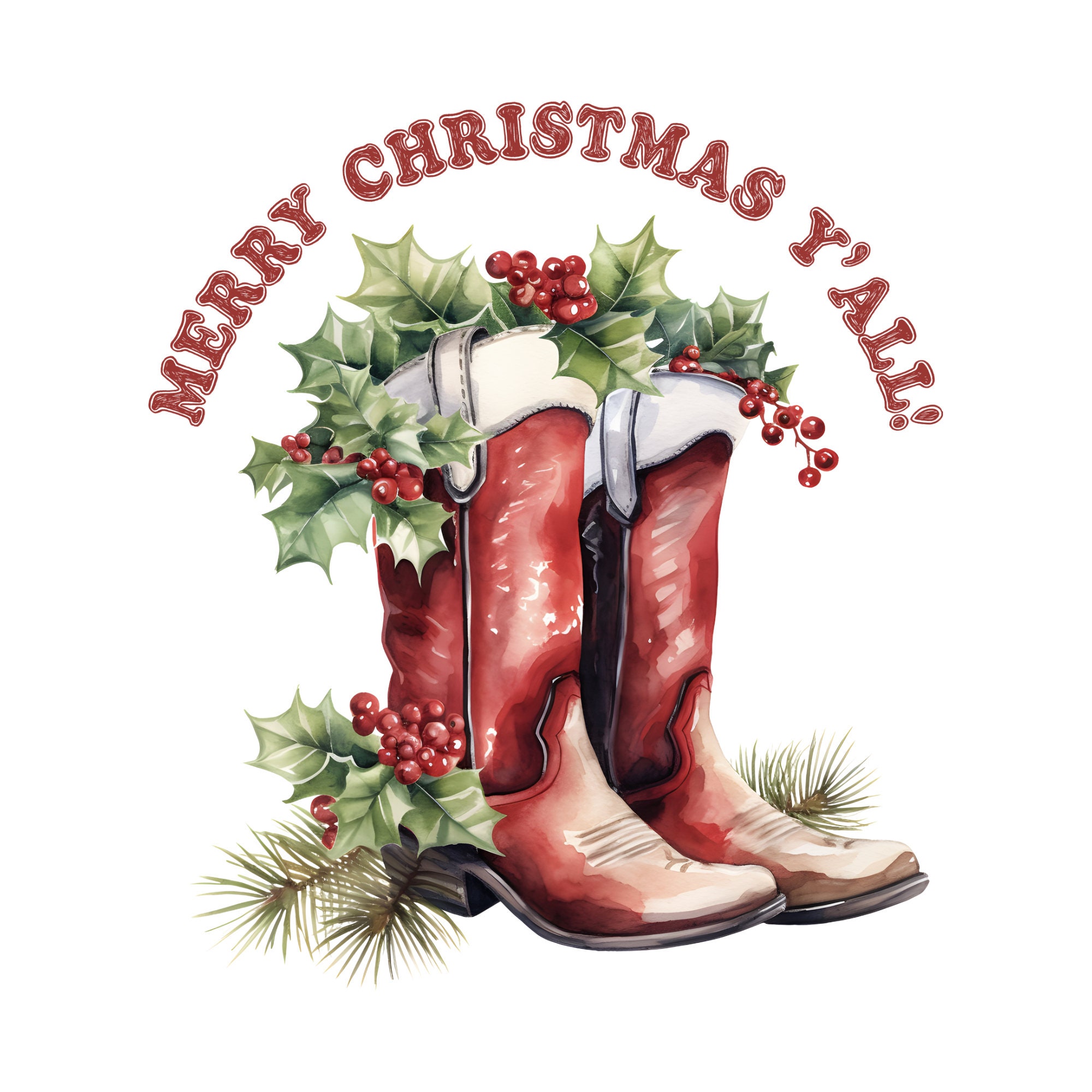 Merry Christmas Y’all Western PNG Western Christmas PNG Western Santa