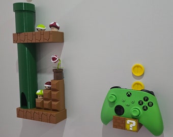 Super Mario Wall Shelf & Controller Holder | 3D Printed Gaming Decor