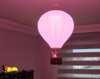 Babykamerlamp konijn heteluchtballon | 3D-geprinte plafondlamp