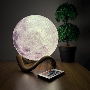 Premium RGB Moon Lamp - Dynamic Color Control and Realistic Lunar Texture
