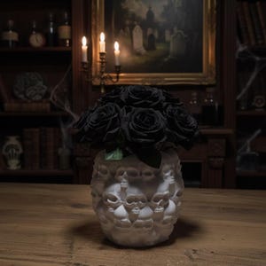 Gotisk dödskalleplanter – 3D-tryckt ABS-vas, mörk Academia-dekor