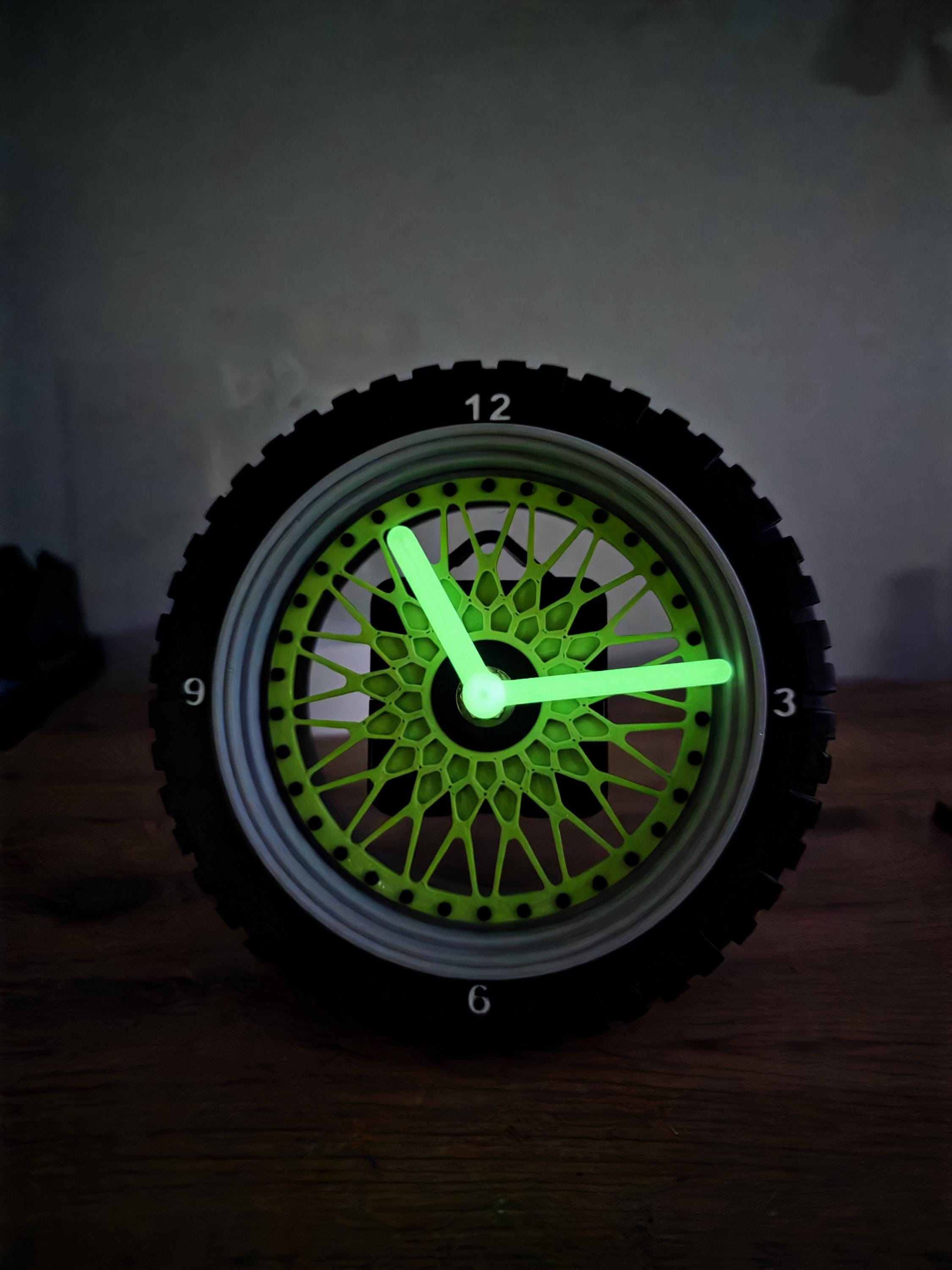 Custom 3D Printed Car Rim Clock With Luminous Hands | Automotive Desk ...