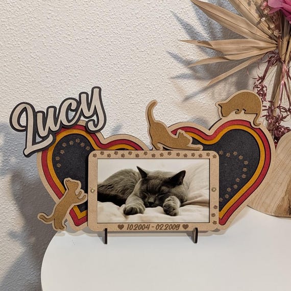 Cornici Per Foto Di Cane Foto Pet 10x15 Cornice Commemorativa Per Animali Domestici - Legno, Girevole, 10x15 Cm, Ricordo Cani E Gatti Legno MDF Marrone Cornice Gatto - 10