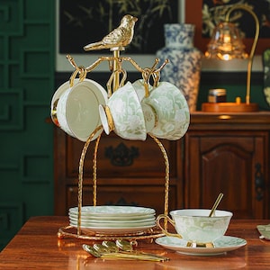 Bloemenkeramische theeset: lichte luxe Engelse afternoontea