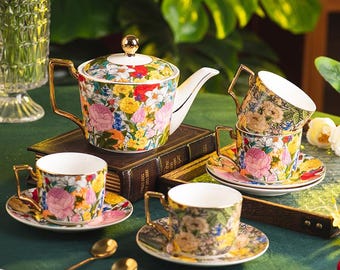 Retro Ceramic Coffee Set, Pastoral Afternoon Tea Set, Teapot Set