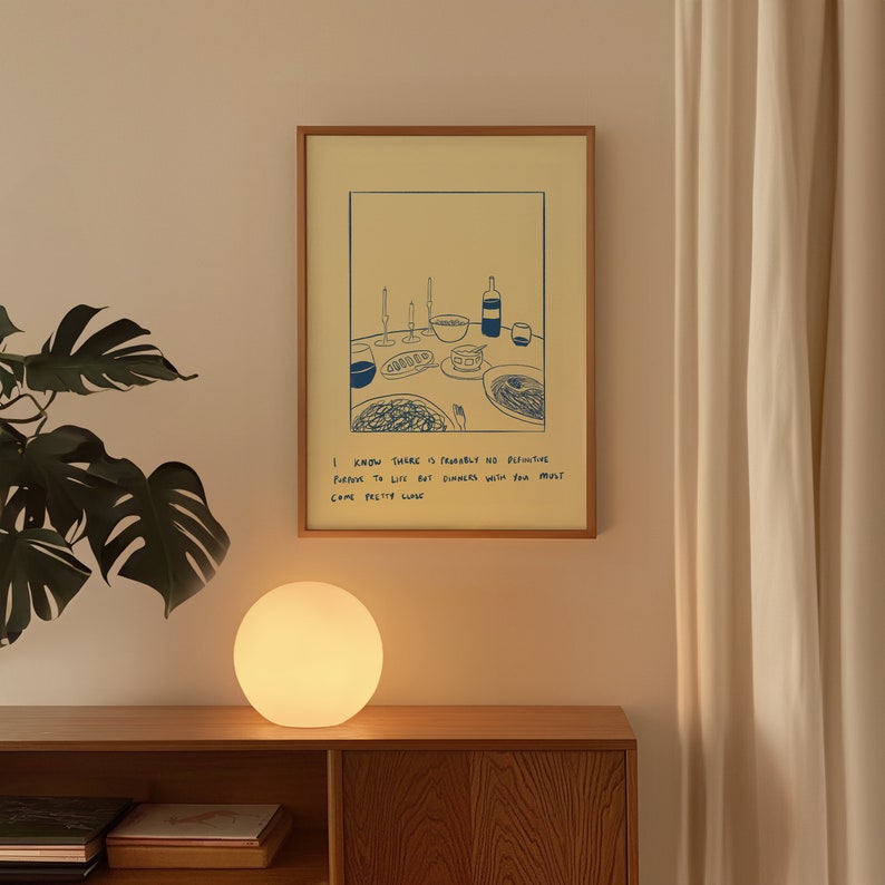 Dinners With You | Minimal Cosy Line Art Illustrated Print | Perfect For Anniversary Gifts, Kitchen Decor, Hallway Prints, Food Lovers