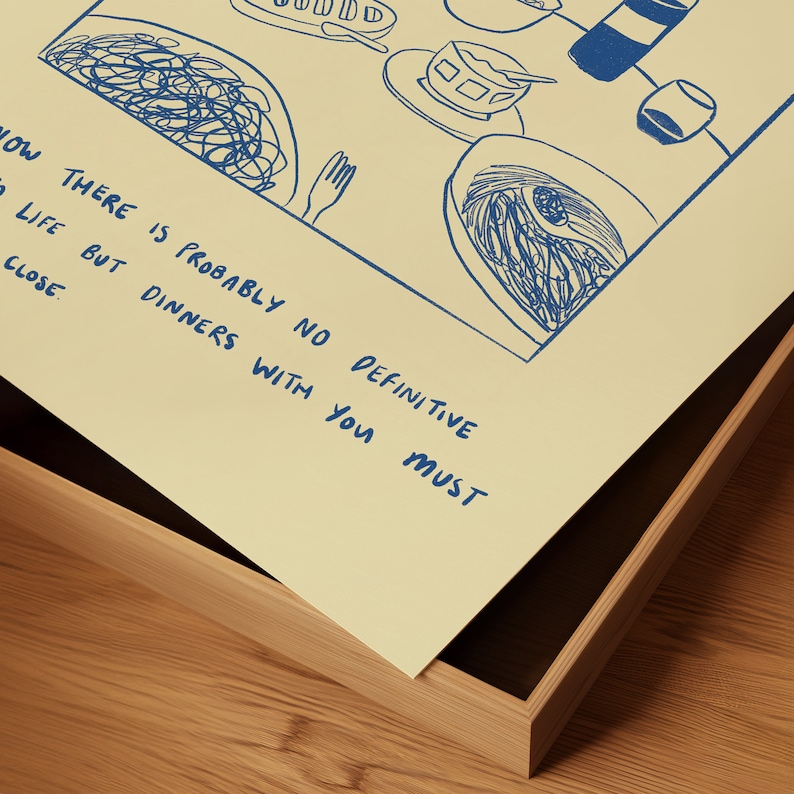 Dinners With You | Minimal Cosy Line Art Illustrated Print | Perfect For Anniversary Gifts, Kitchen Decor, Hallway Prints, Food Lovers