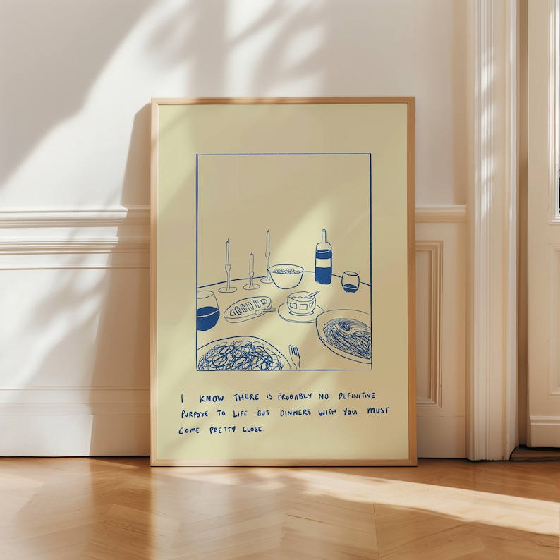 Dinners With You | Minimal Cosy Line Art Illustrated Print | Perfect For Anniversary Gifts, Kitchen Decor, Hallway Prints, Food Lovers