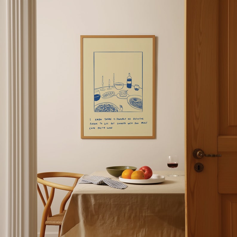 Dinners With You | Minimal Cosy Line Art Illustrated Print | Perfect For Anniversary Gifts, Kitchen Decor, Hallway Prints, Food Lovers