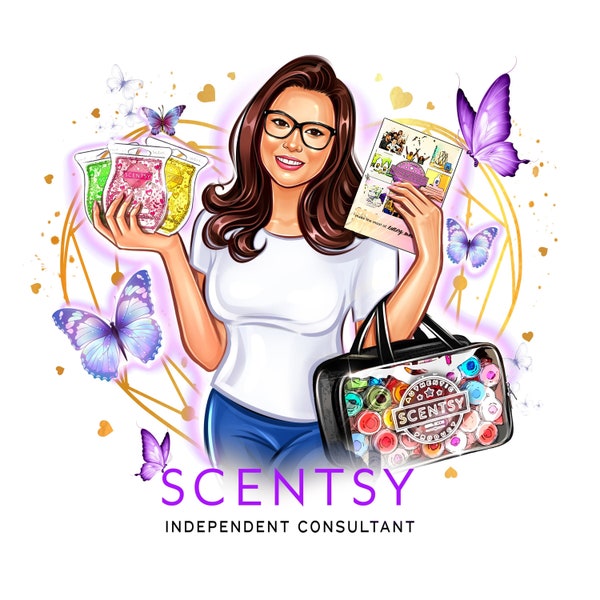 Scentsy consultant logo, Scentsy, Scentsy cartoon logo, Scented Wax Melts Logo Design, Portrait logo, Custom logo,Wax boss, Avatar logo