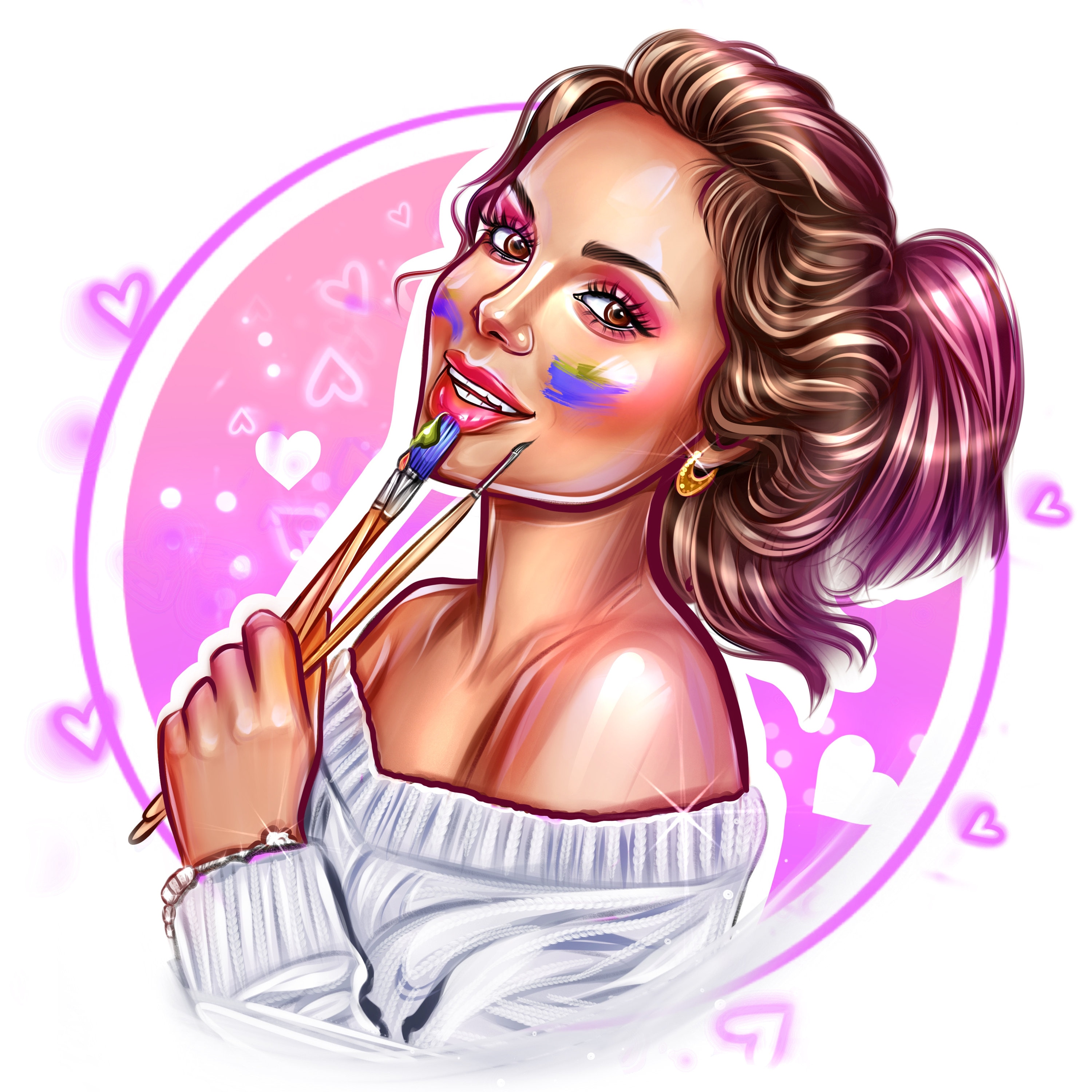 Face Painter Logo Design, Face Painting Logo, Personalized Cartoon Logo