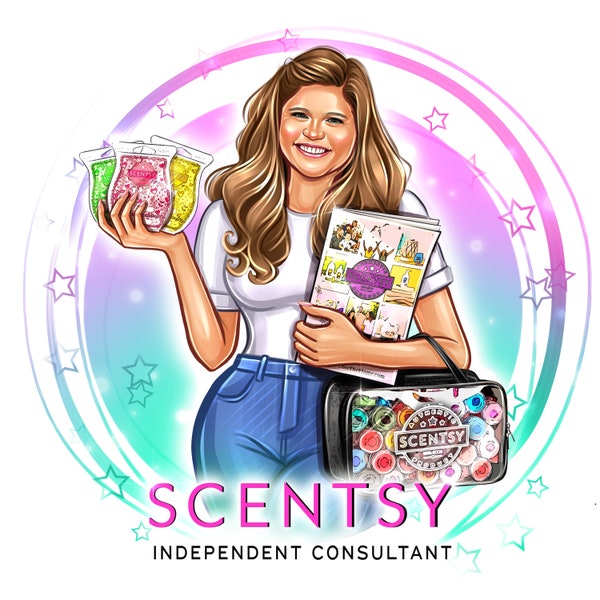 Scentsy consultant logo, Scentsy, Scentsy cartoon logo, Scented Wax Melts Logo Design, Portrait logo, Custom logo,Wax boss, Avatar logo