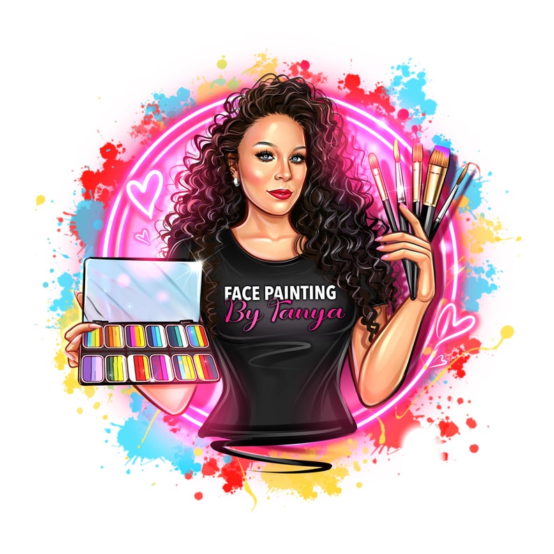 Face Painter Logo Design, Face Painting Logo, Personalized Cartoon Logo