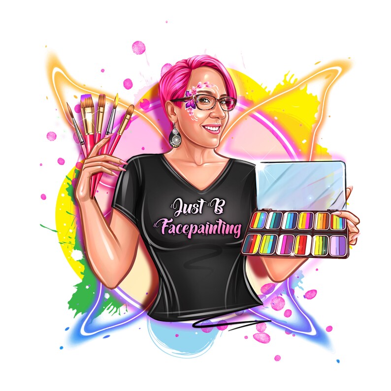 Face Painter Logo Design, Face Painting Logo, Personalized Cartoon Logo