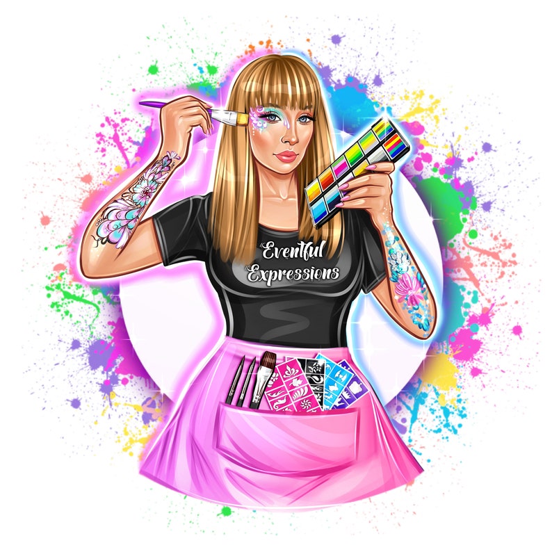 Face Painter Logo Design, Face Painting Logo, Personalized Cartoon Logo