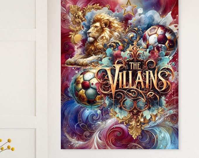 Aston Villa Inspired Artwork, Unframed Premium Matte Paper Poster - Multiple Sizes Available