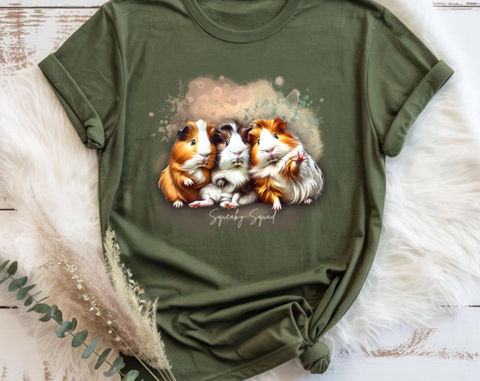 Guinea Pig Cotton T-Shirt, Squeaky Squad Tee