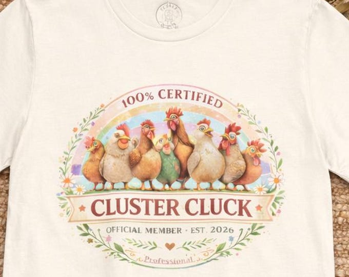 100% Certified Cluster Cluck T-Shirt | Funny Chicken Shirt | Hen Lover Gift | Official Member Est 2026 | Cute Country Shirt