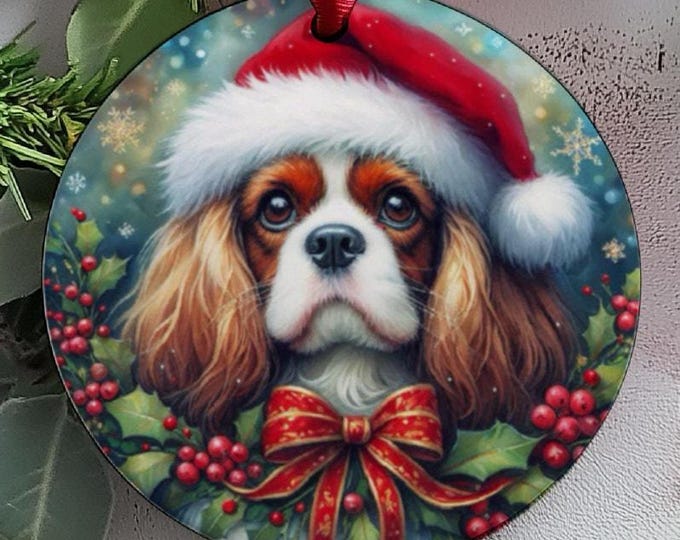 Cavalier King Charles Spaniel Christmas Ornament, Ceramic, Double-Sided Printed