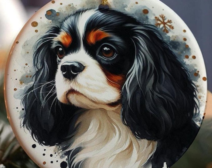 Cavalier King Charles Spaniel Christmas Ornament, Ceramic, Double-Sided Printed