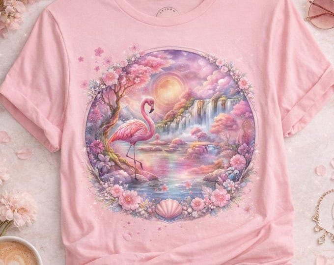 Pink Flamingo T-shirt | Shades of Pink Flamingo Illustration
