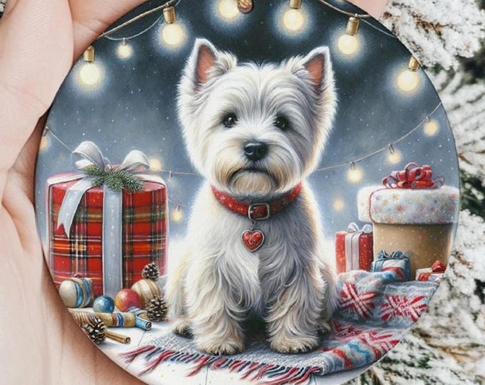West Highland Terrier Christmas Tree Ornament, Ceramic, Double-Sided Print