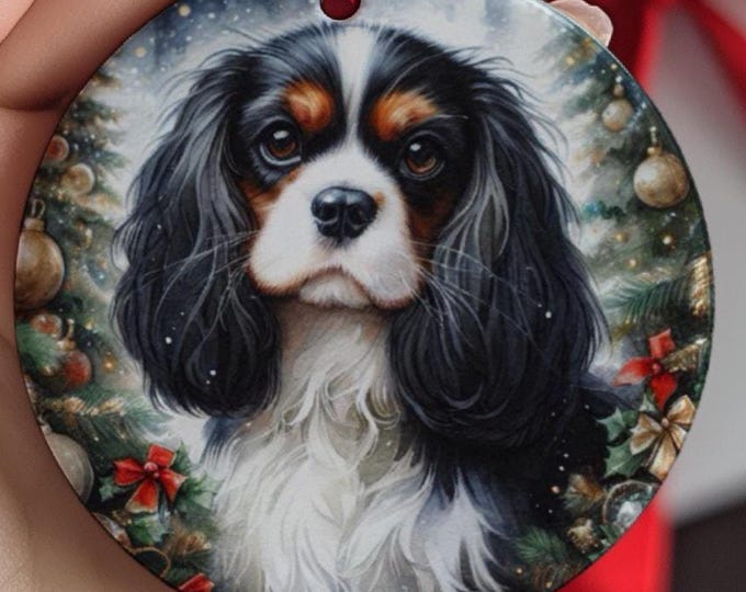 Cavalier King Charles Spaniel Christmas Ornament, Ceramic, Double-Sided Printed